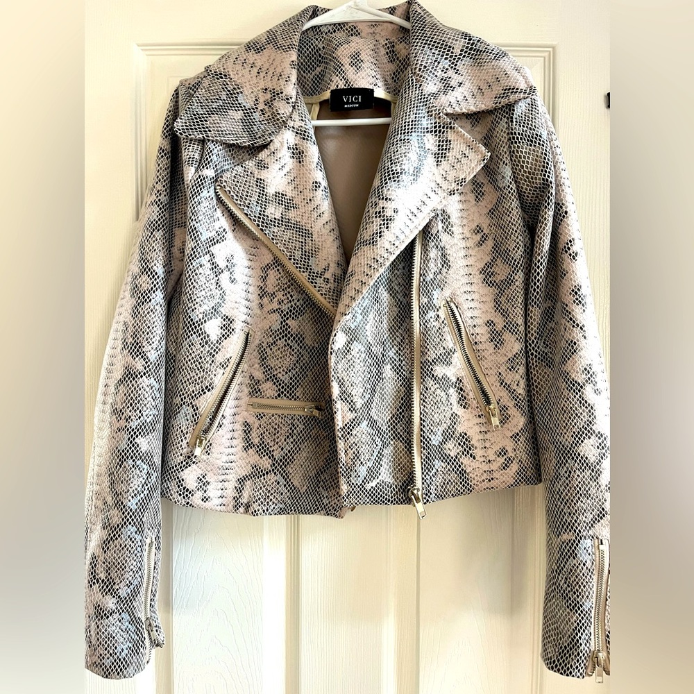 Vici Faux Snakeskin Moto Jacket